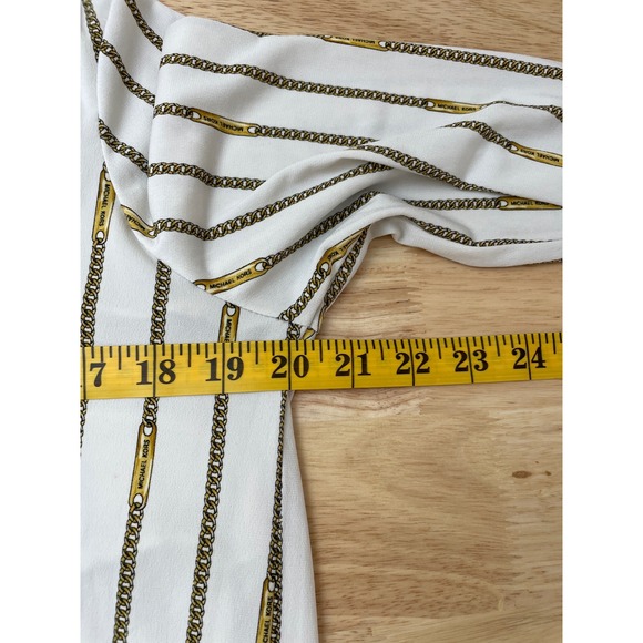 Michael Kors Women's White Chain Print Quarter Zip Long Sleeve Blouse Top M‎ - Picture 9 of 10